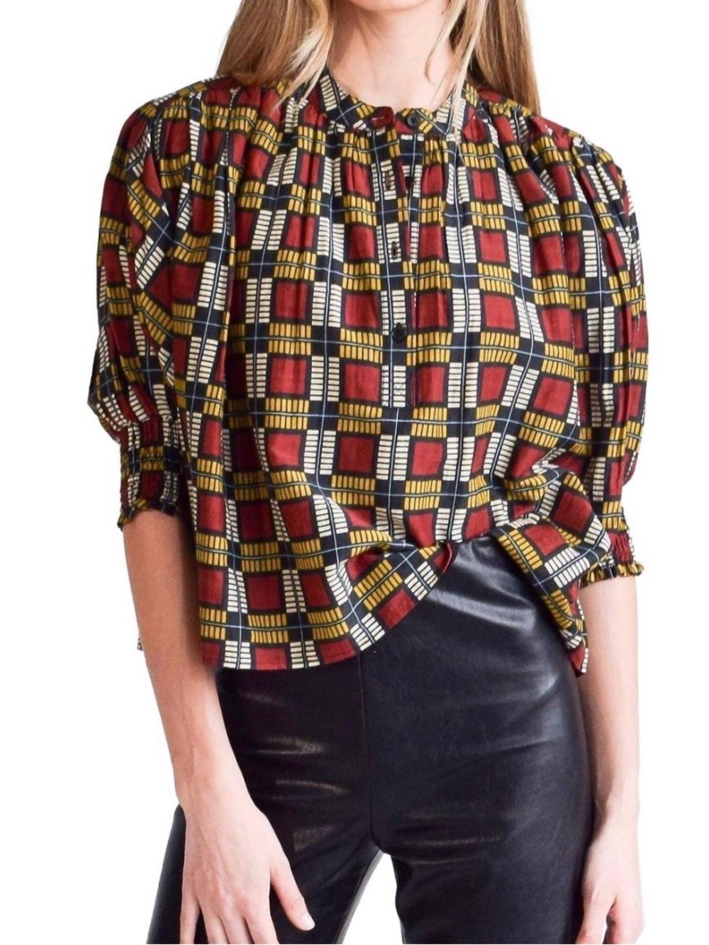Never A Wallflower Silk and Cotton Blend Printed Top Size Small